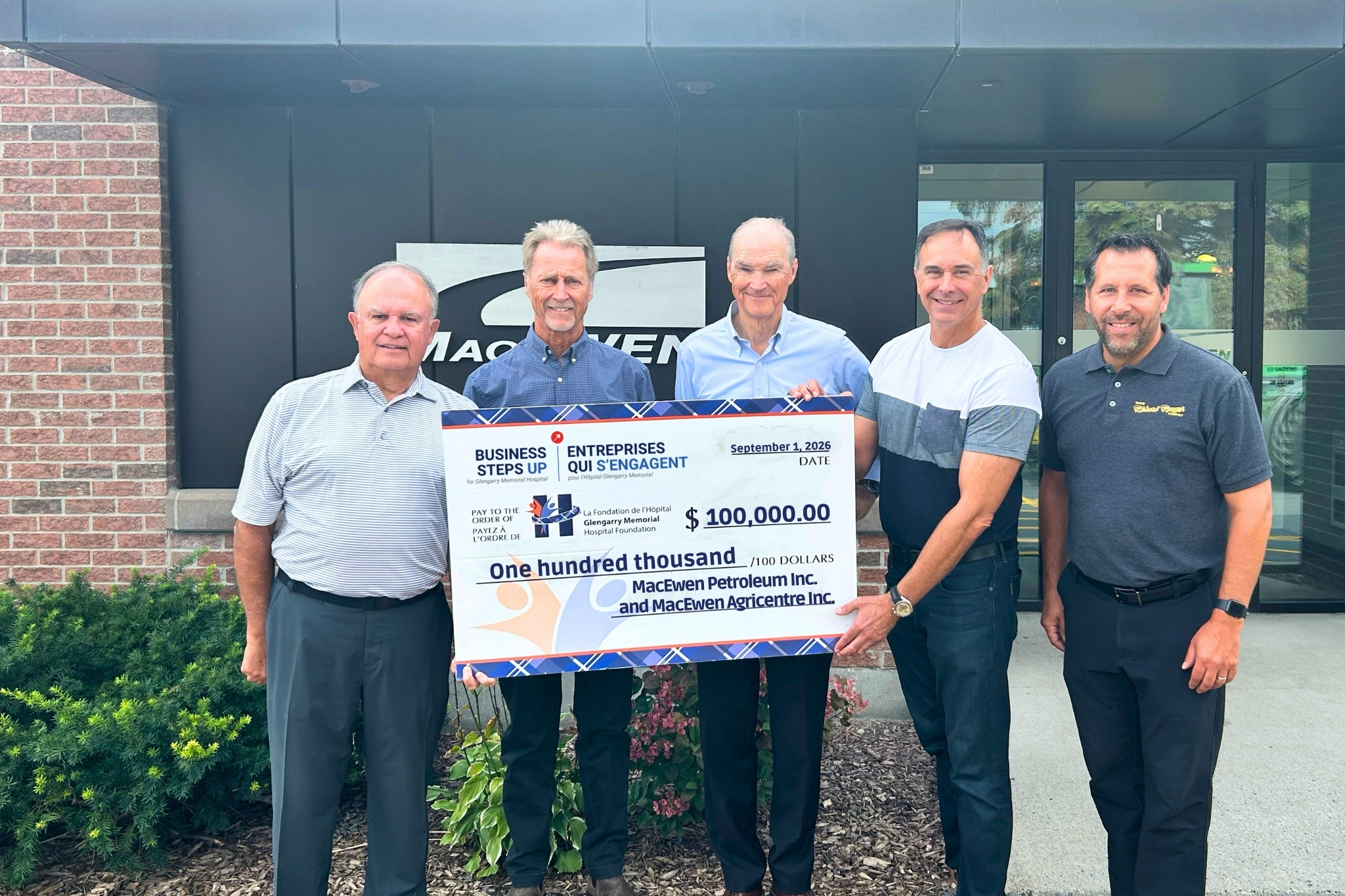 MacEwen Petroleum et MacEwen Agricentre prennent un engagement majeur de 100 000 $ envers HGMH Foundation